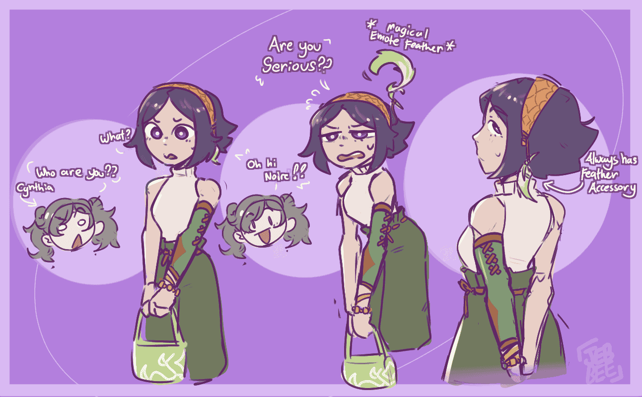 Noire and her Emoting Feather
